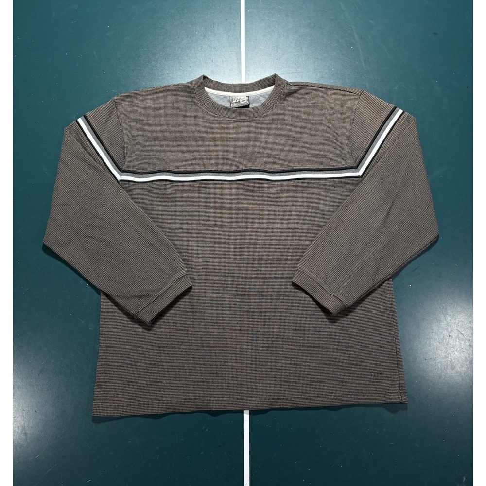 Vintage XG Xtreme Gear Chest Striped Crewneck Sweater Men's Large Brown Surf Y2K